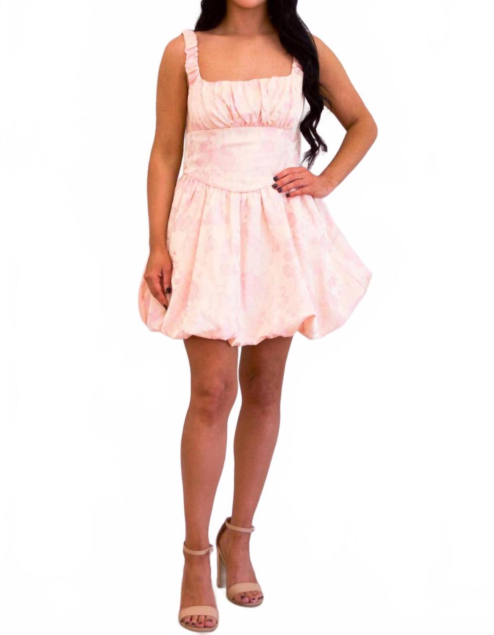 NEW LENA posie satin bubble hem mini dress in peach